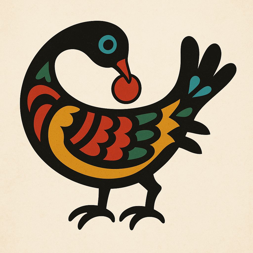 Pássaro Sankofa estilizado